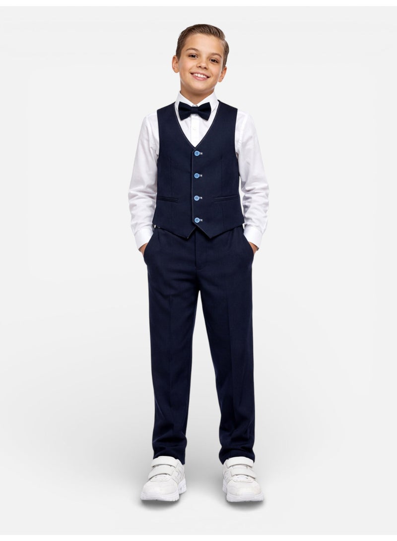 victor and jane Navy Waistcoat, Shirt, Trousers & Bow Tie Set - Image 5